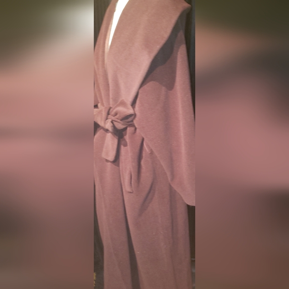 Vintage 100% cashmere rich chocolate brown wraparound huge collar 2XL maxi coat - Picture 10 of 16